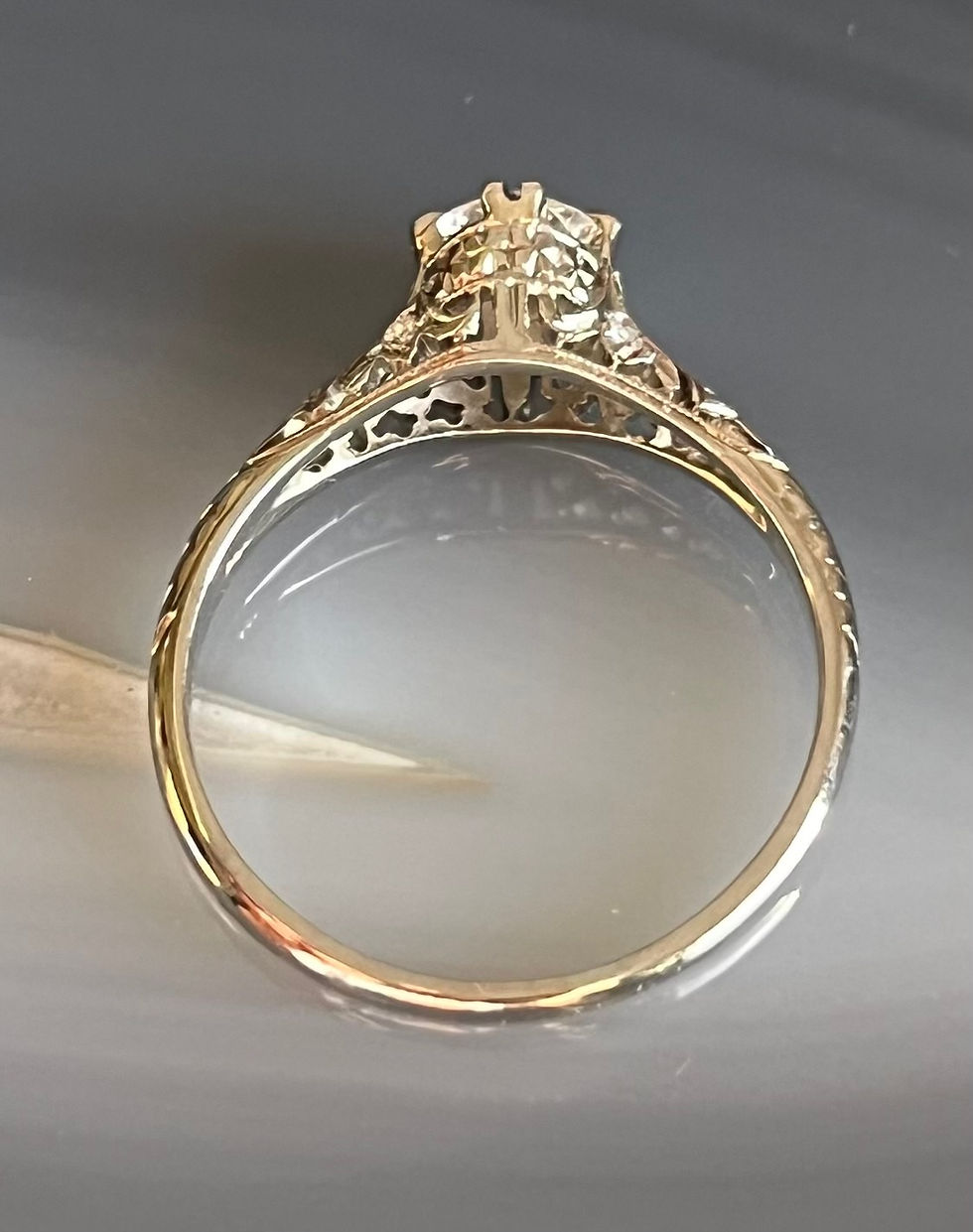 Thumbnail: Antique Art Deco Birks 18K White Gold .33 Carat Diamond Diamond Engagement Ring