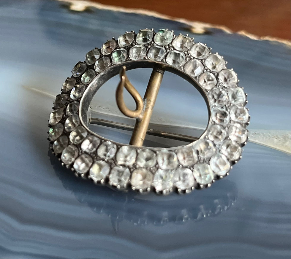 Thumbnail: Antique Georgian Sterling Silver Diamond Paste Buckle Brooch
