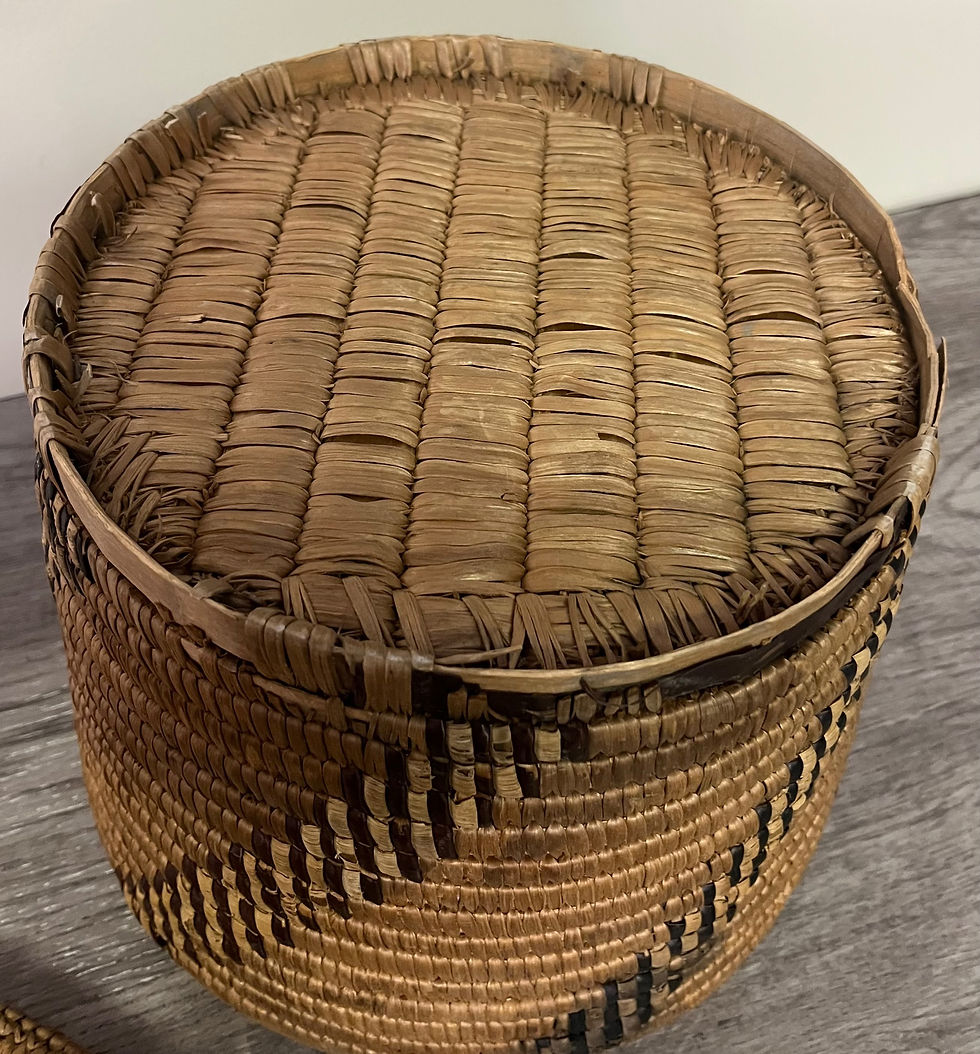 Thumbnail: Antique Vintage Pacific Northwest Salish Large Knob Top Storage Basket