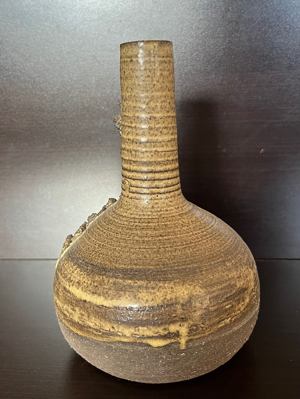 Thumbnail: Brutalist 1970s Canadian Studio Pottery Stoneware Signed E Roe PEI Vase