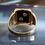Thumbnail: Vintage Art Deco 10K Gold Black Onyx Diamond Initial J Signet Ring