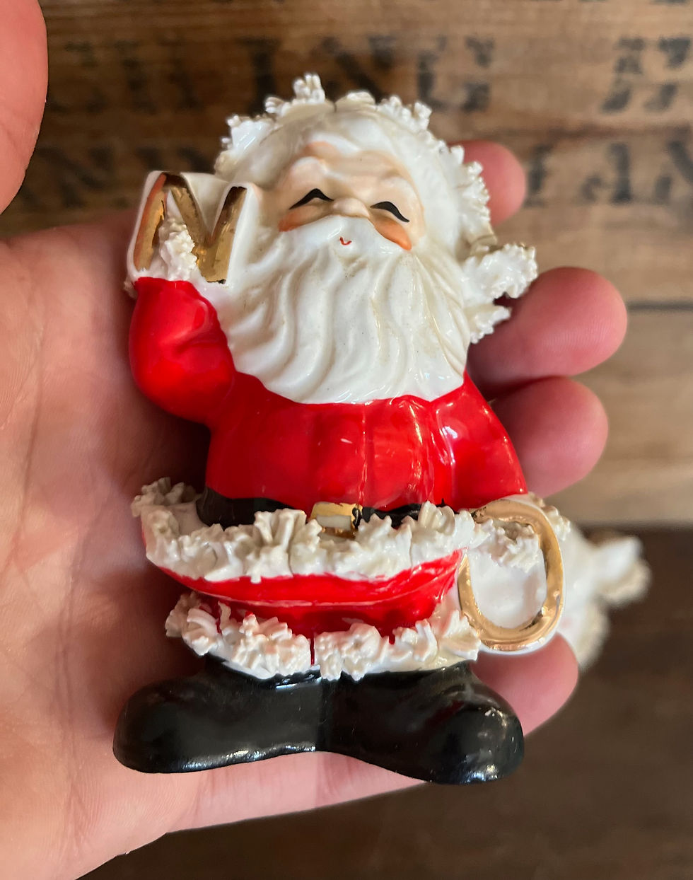 Thumbnail: Vintage Napco Santa & Mrs Claus NOEL Spaghetti Salt and Pepper Shakers