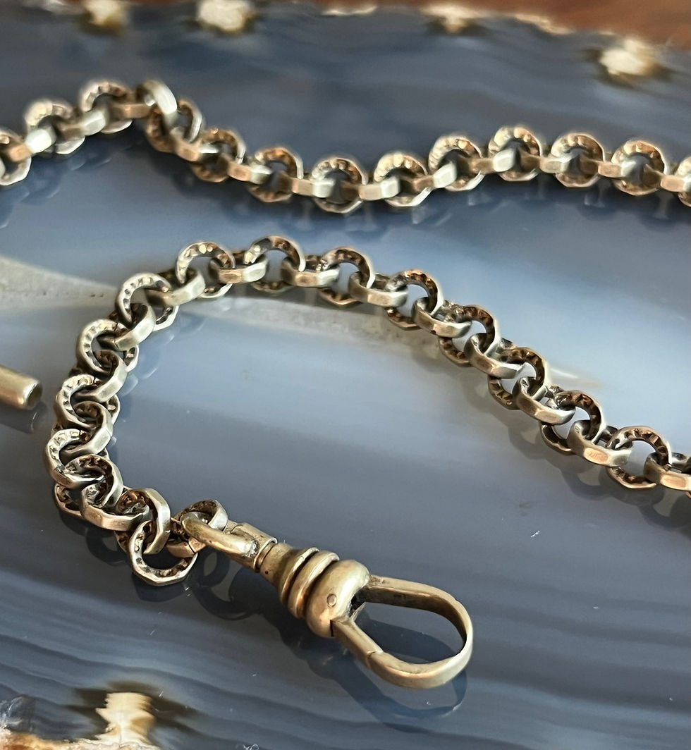 Thumbnail: Antique Victorian Textured White Metal Watch Fob Layering Chain