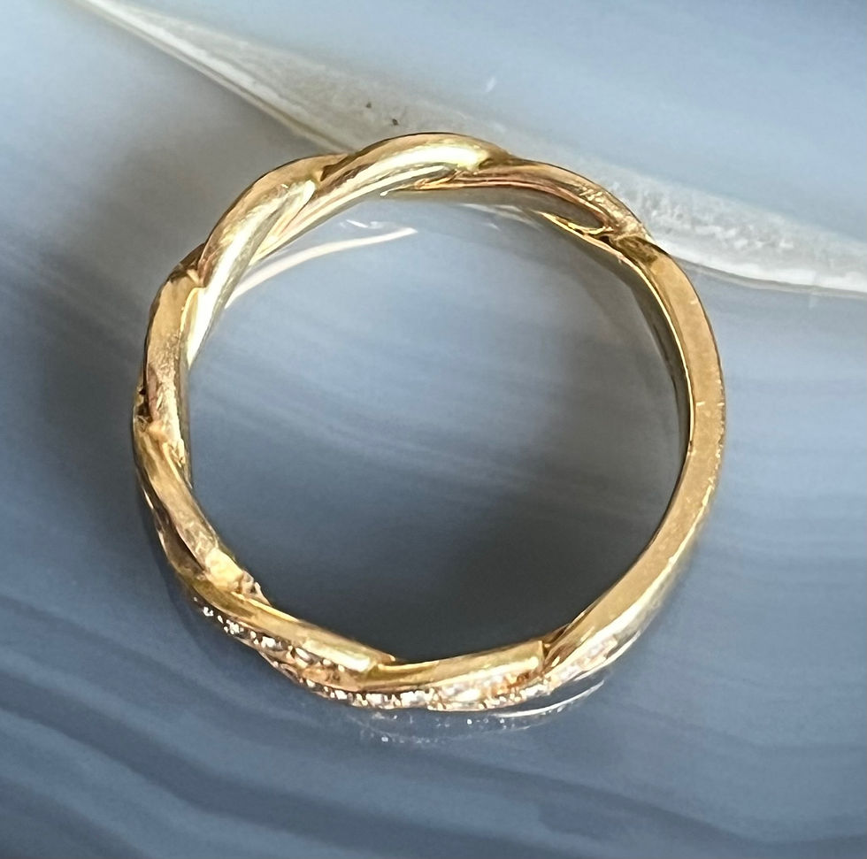Thumbnail: Vintage Noam Carver Stackable 18K Yellow Gold Braided Diamond Wedding Band Ring