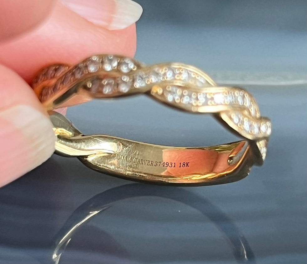 Thumbnail: Vintage Noam Carver Stackable 18K Yellow Gold Braided Diamond Wedding Band Ring