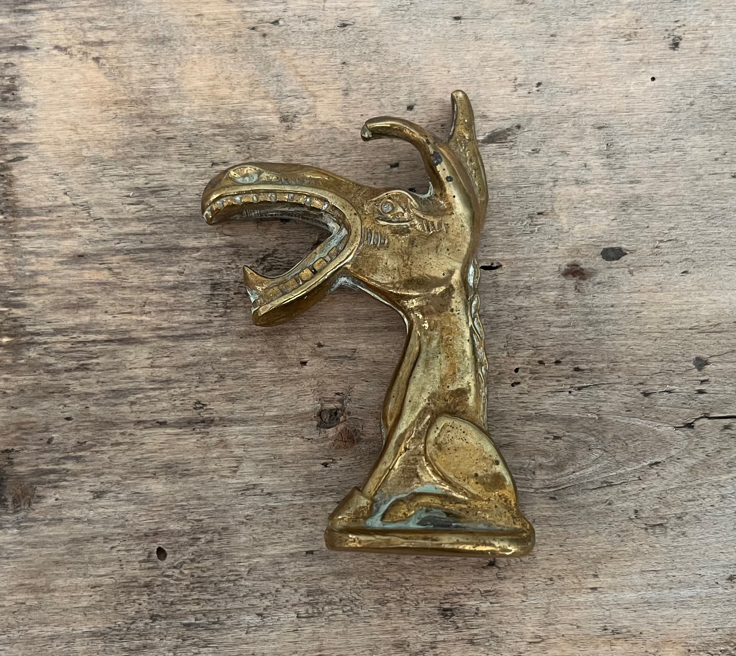 Vintage Solid Brass Laughing Donkey Jackass Figural Bottle Opener
