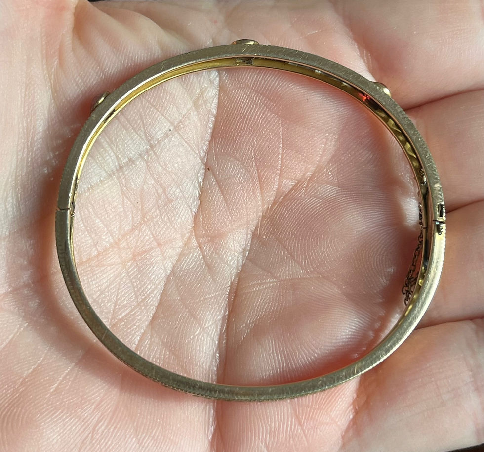 Thumbnail: Antique Victorian Gold Filled Paste Ruby Small Childs Bangle Bracelet