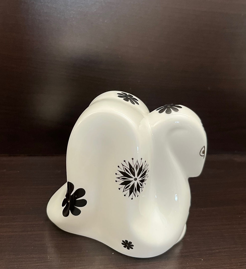 Thumbnail: Royal Crown Derby Porcelain Black & White Snake Paperweight Figurine