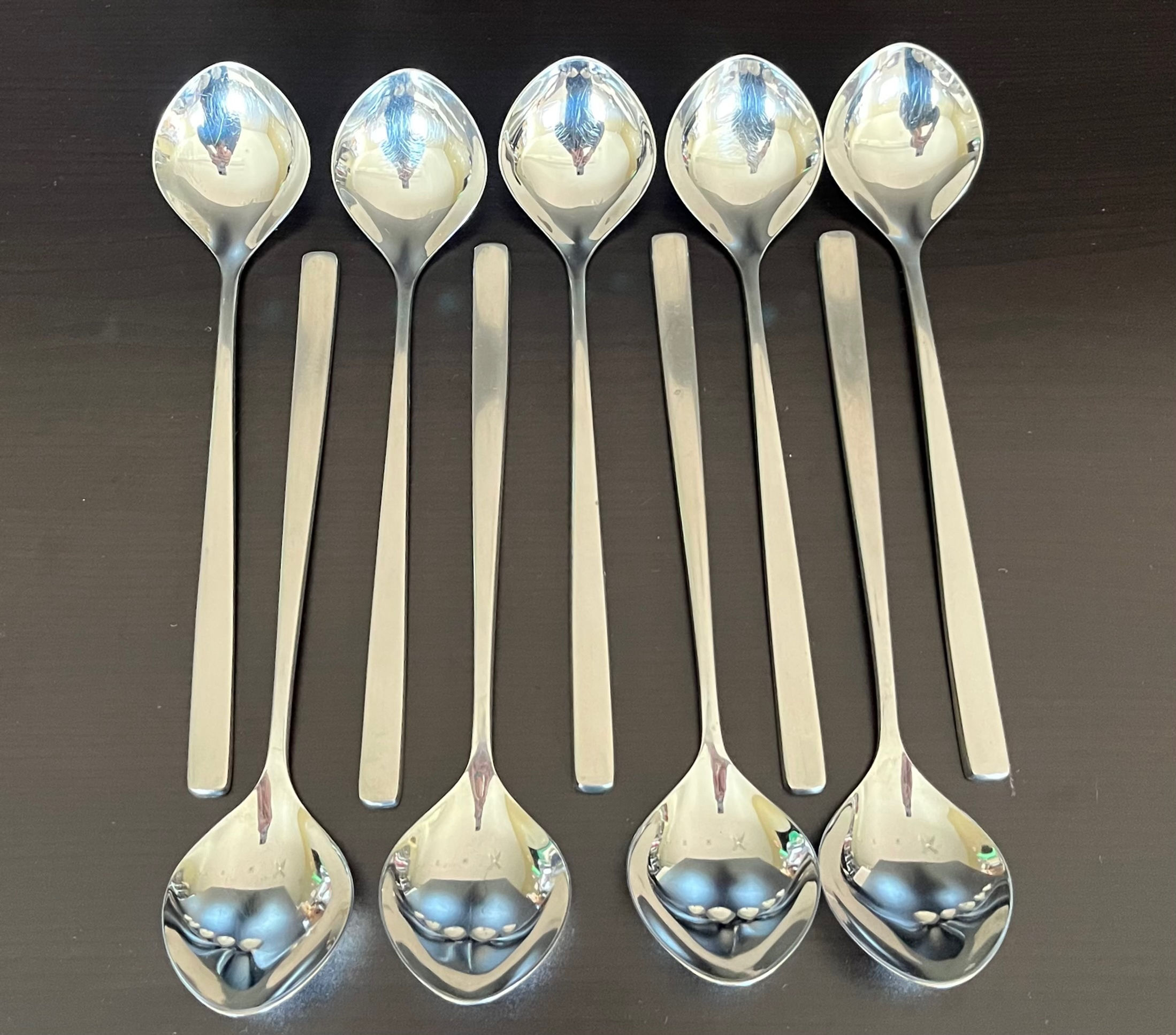 MCM Set of 9 Lundtofte Denmark Stainless Steel Fuga Tablespoons or Soup Spoons