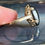 Thumbnail: Vintage 10K Gold Cabochon Navette Black Alaskan Diamond Ring