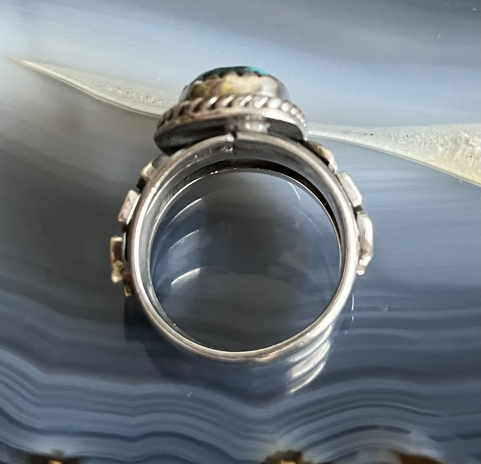 Thumbnail: Vintage Navajo Style Sterling Silver Turquoise Kokopelli Mens Ring