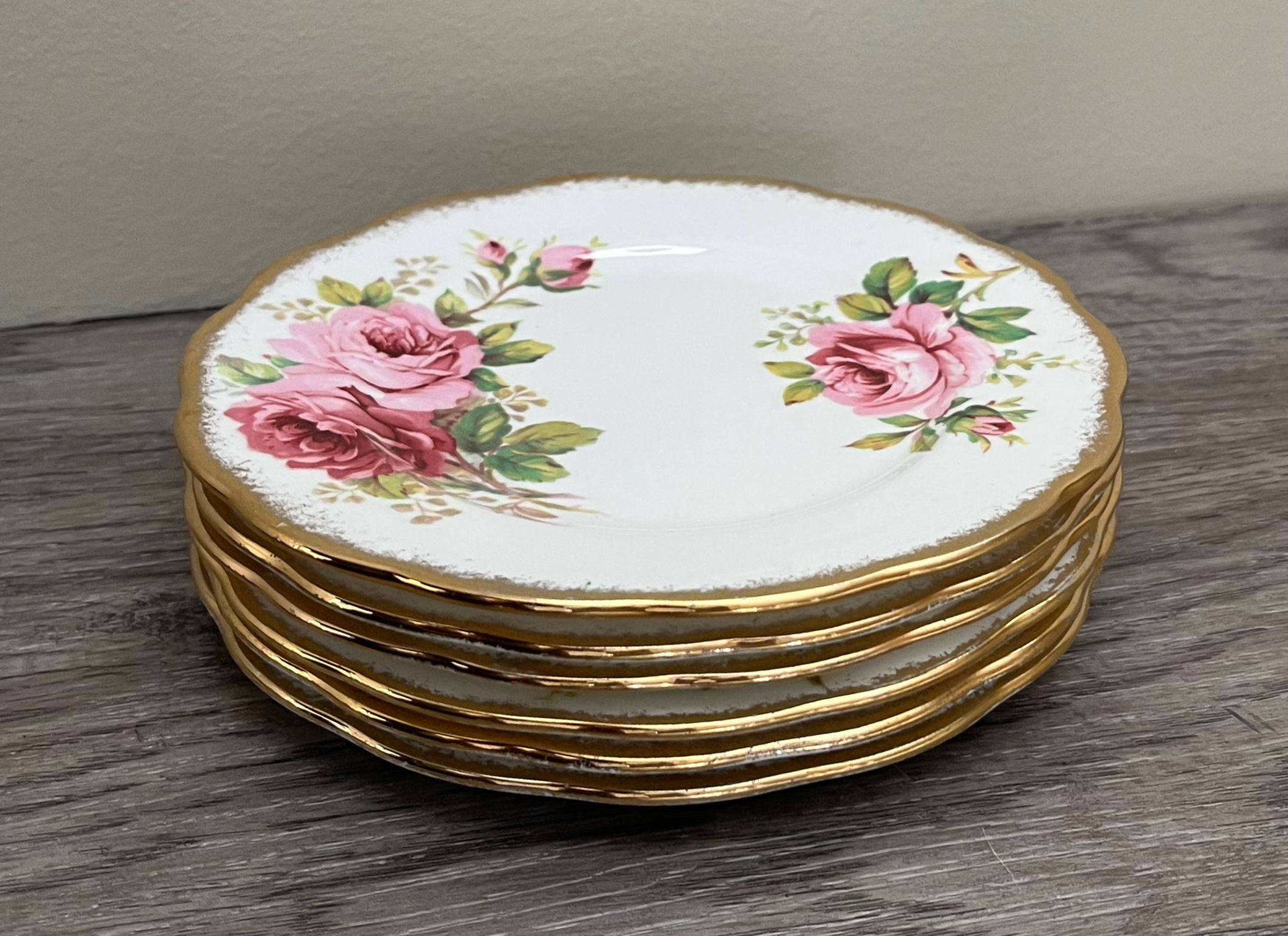 Set of 6 Vintage Royal Albert American Beauty Bread & Butter Plates