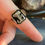 Thumbnail: Vintage Art Deco 10K Yellow Gold Black Onyx Diamond JS or SC Initial Signet Ring