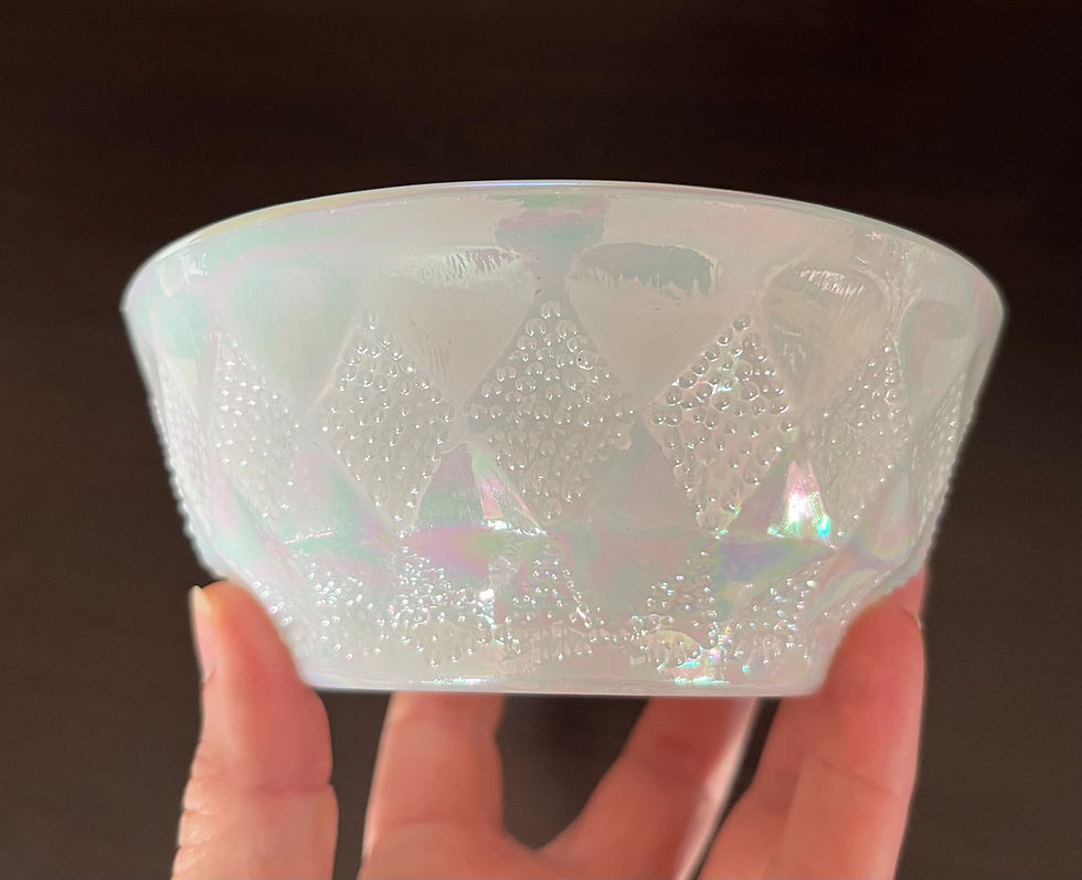 Thumbnail: Vintage Fire King Kimberly Aurora Iridescent Cereal Bowl