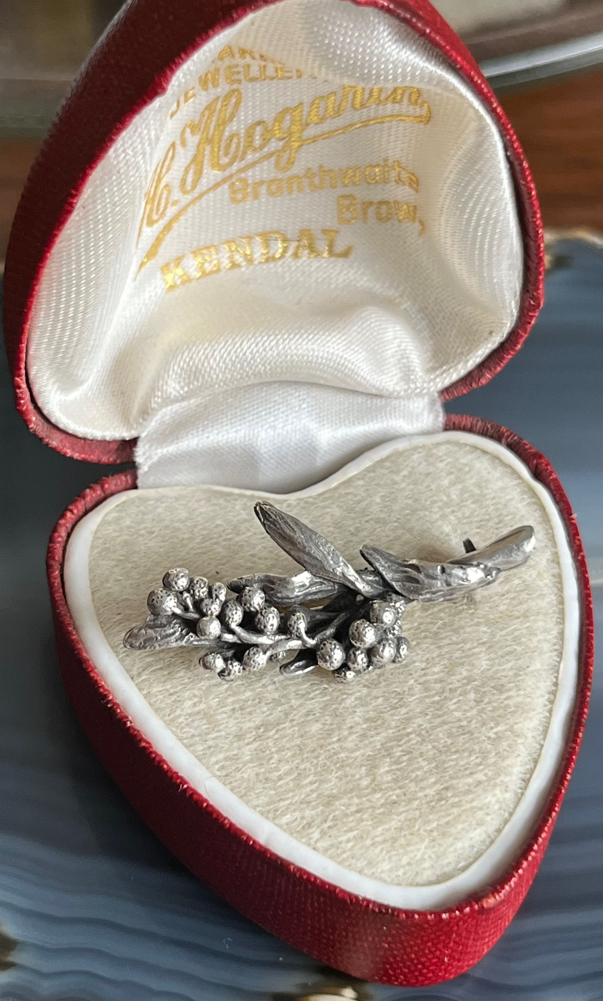 Vintage or Antique Sterling Silver Mistletoe Brooch