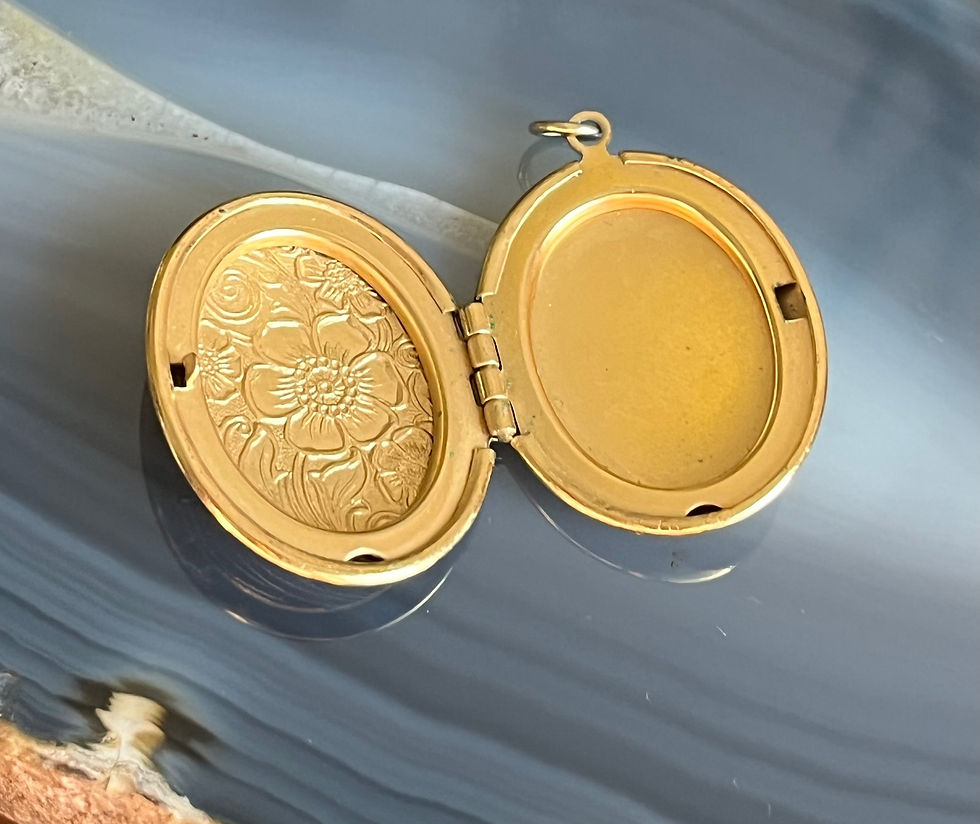 Thumbnail: Vintage Gold Plated or Filled Floral Oval Photo Locket
