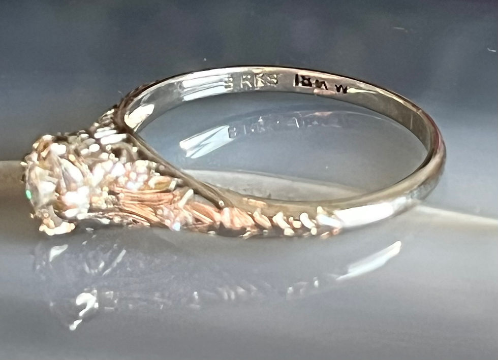 Thumbnail: Antique Art Deco Birks 18K White Gold .33 Carat Diamond Diamond Engagement Ring