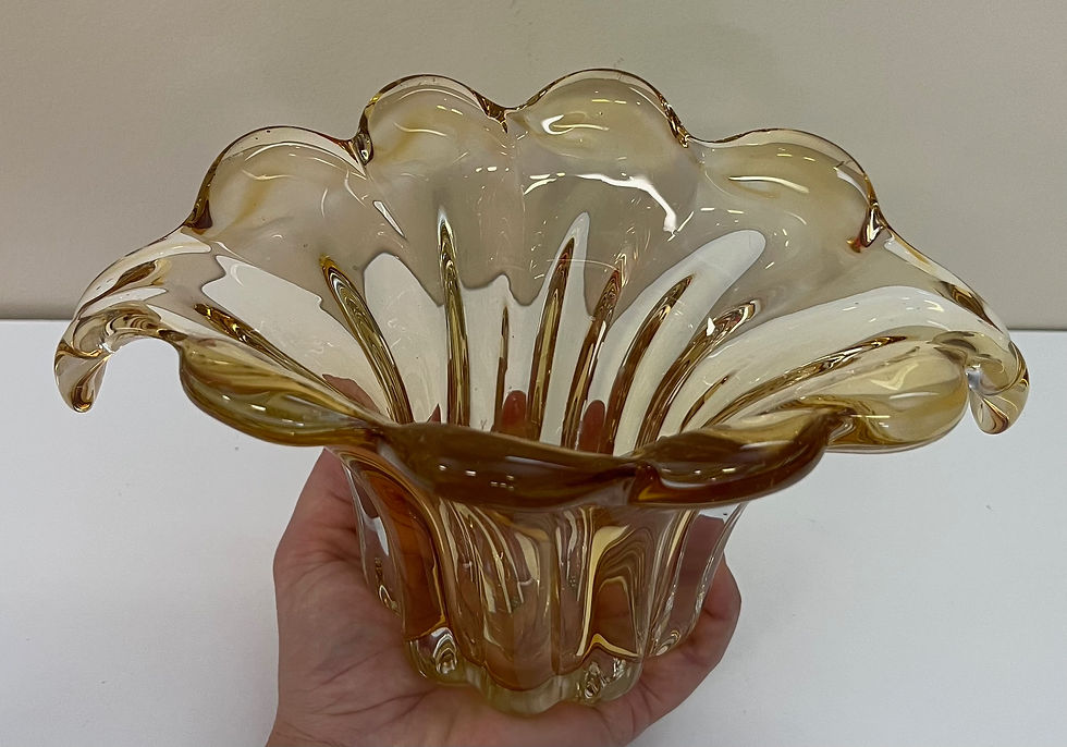 Thumbnail: Vintage Yellow Murano Italian Art Glass Bowl Vase