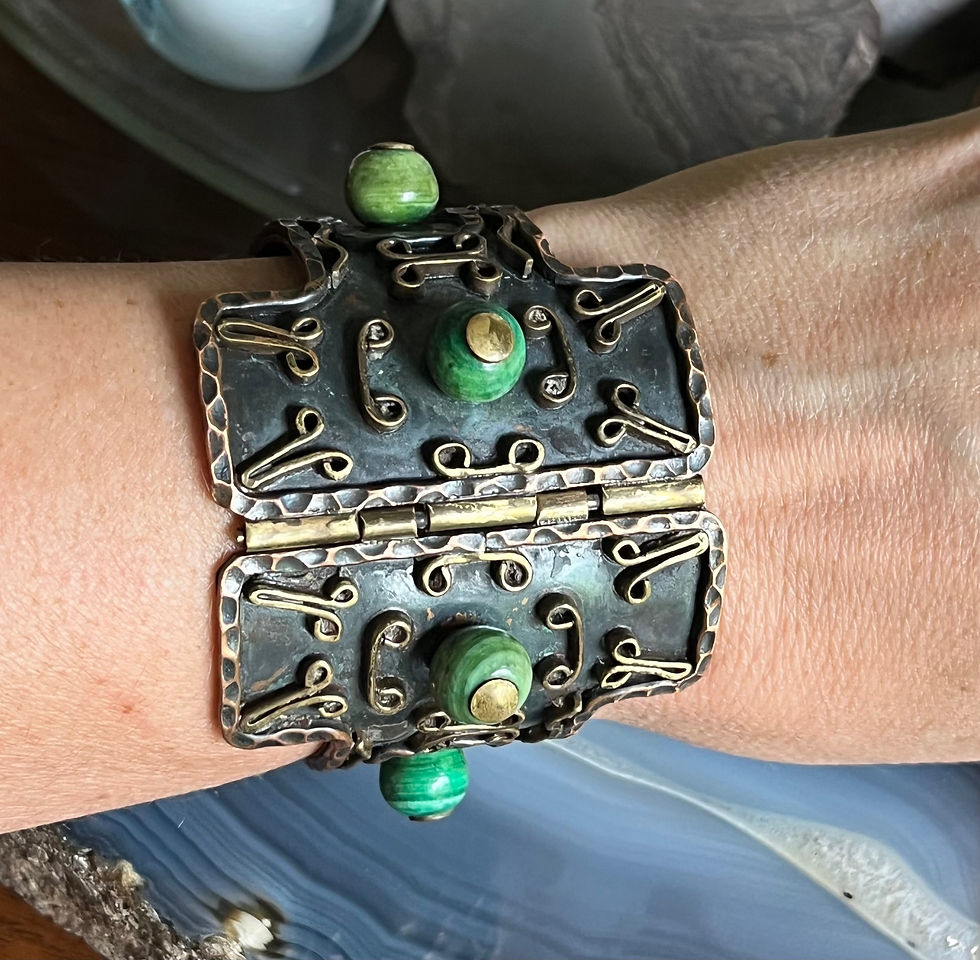 Vintage 1950s Mexican Casa Maya Copper Cuff Bangle Bracelet