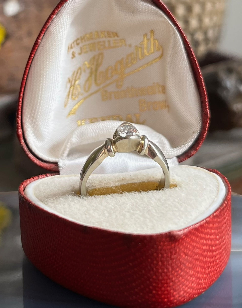 Thumbnail: Vintage 19K White Gold Diamond Solitaire Engagement Ring