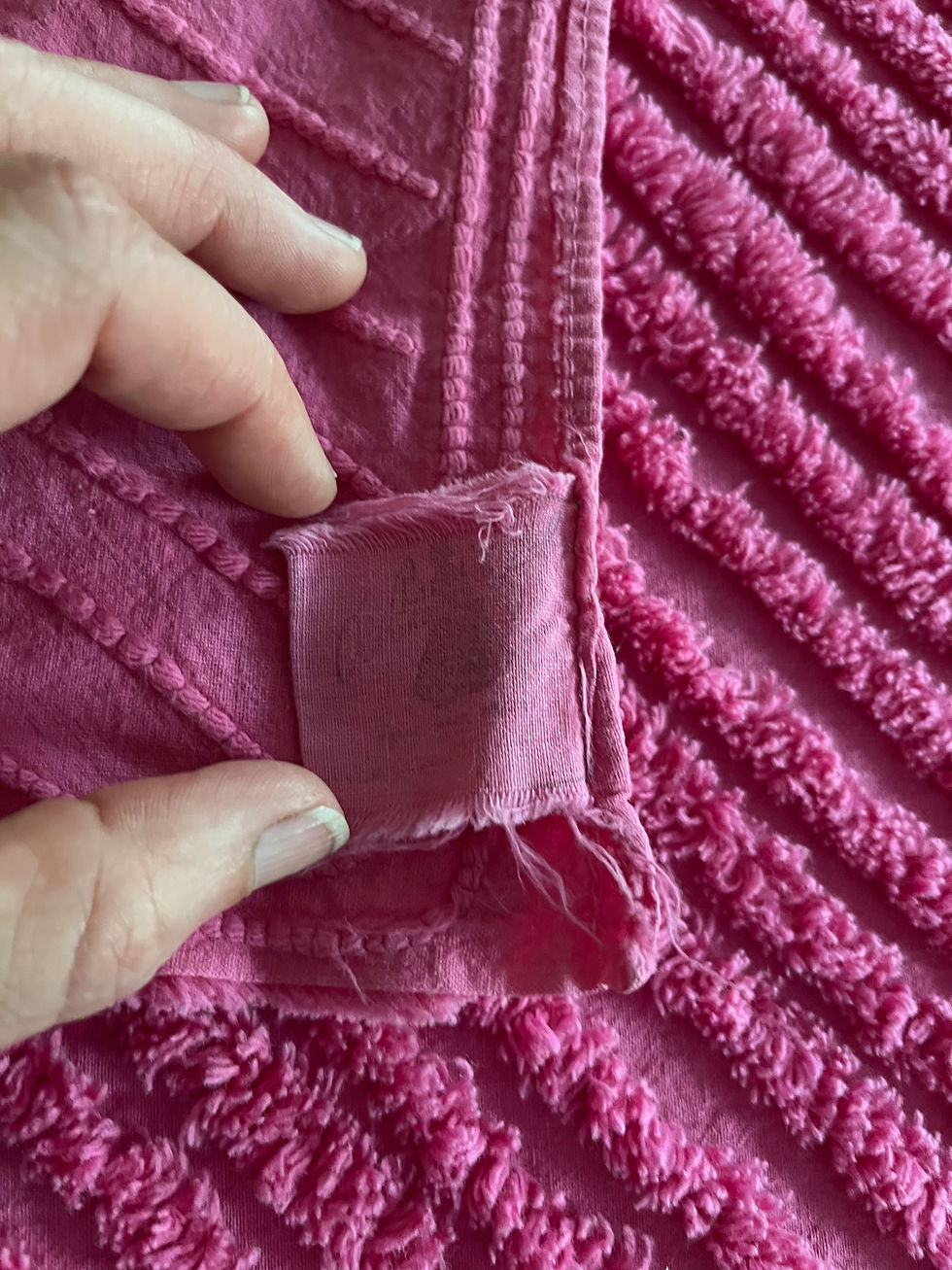 Thumbnail: Vintage Mid Century Deep Pink Chenille Bedspread