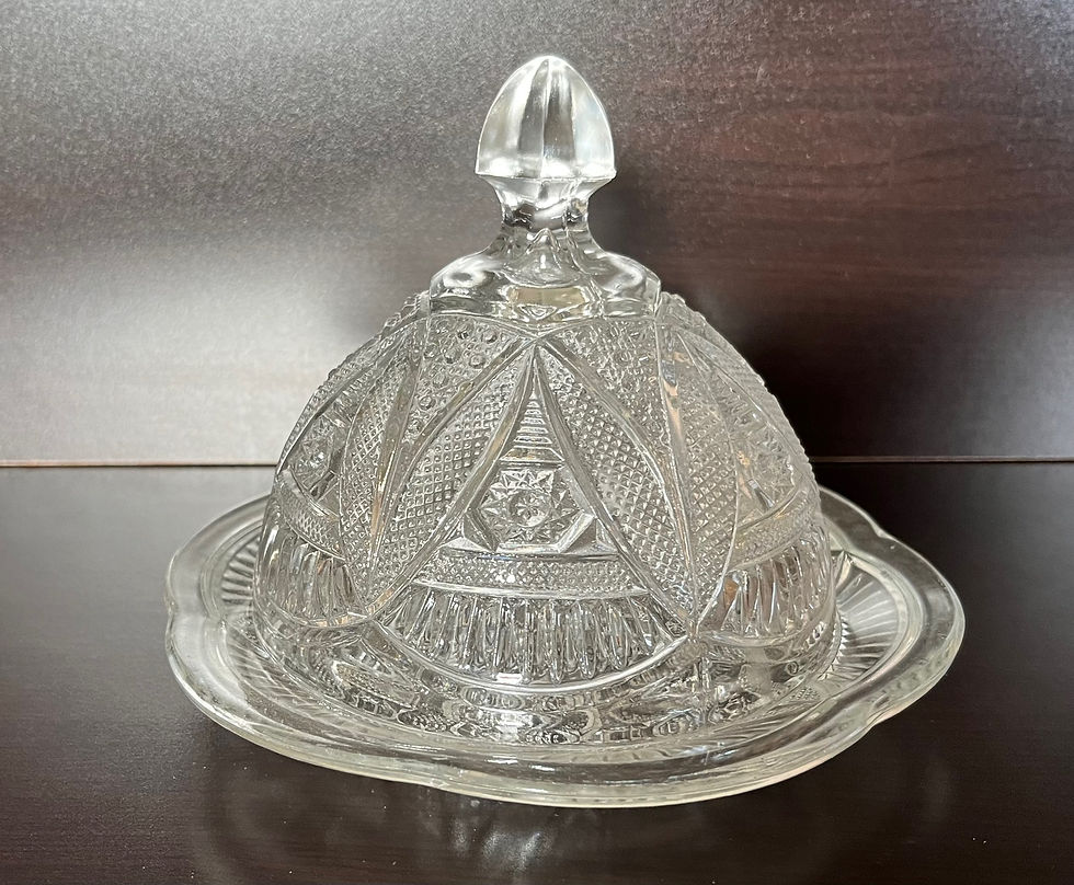 Thumbnail: Antique EAPG Pressed Glass Domed Butter Dish