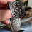 Thumbnail: Vintage Sterling Silver Repousse Pierced Floral Cuff Bracelet