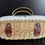 Thumbnail: Vintage 1950s or 60s Beaded Floral Needlepoint Adele Wicker Basket Lucite Purse