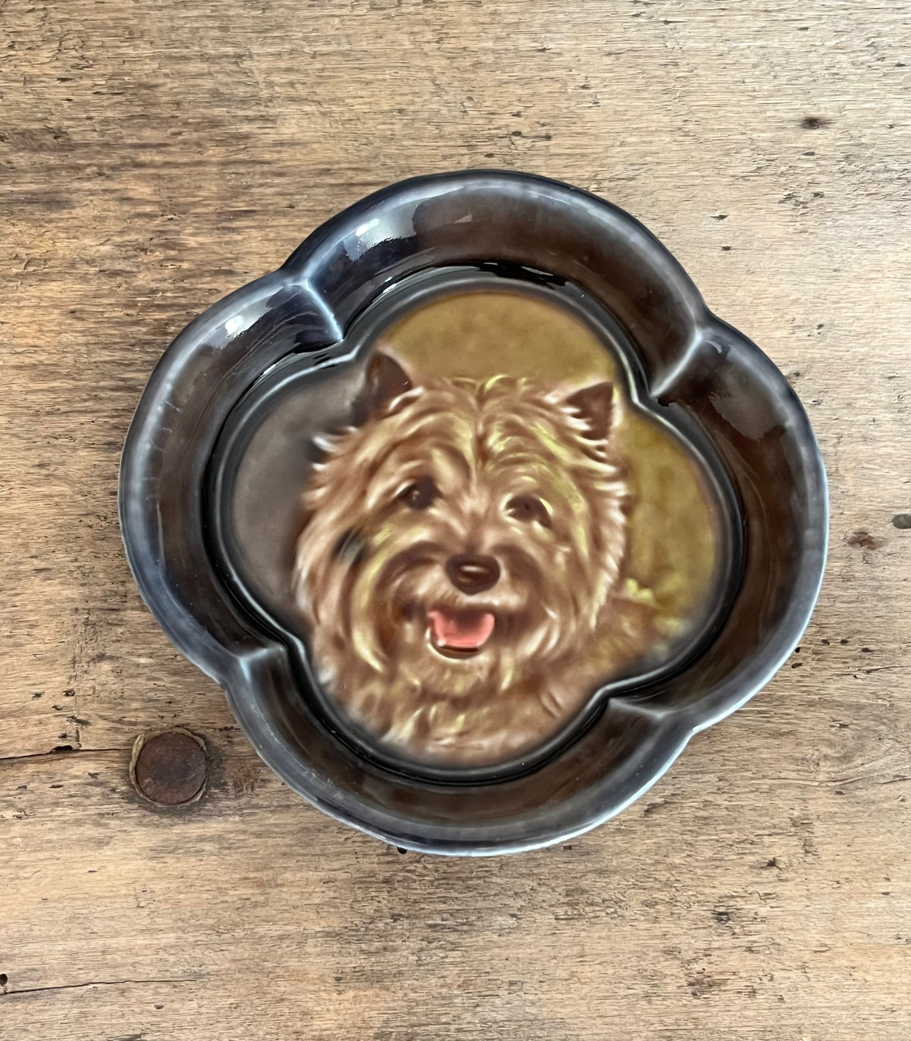 Vintage Wade Portrait of Cairn Terrier Dog Trinket Ring Dresser Dish