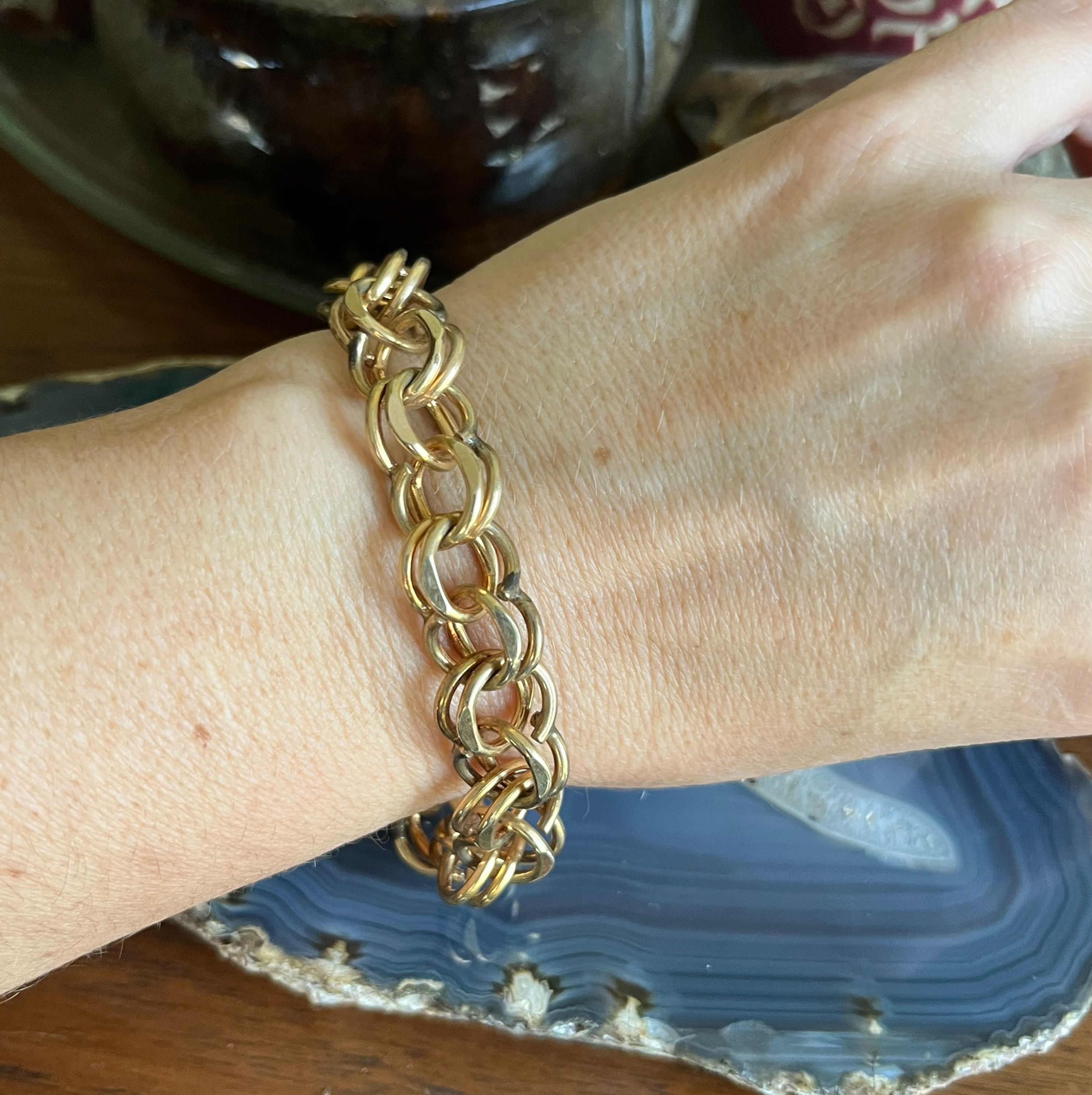 Vintage Ladies 1/20th 12K Gold Filled Heavy Double Link Bracelet