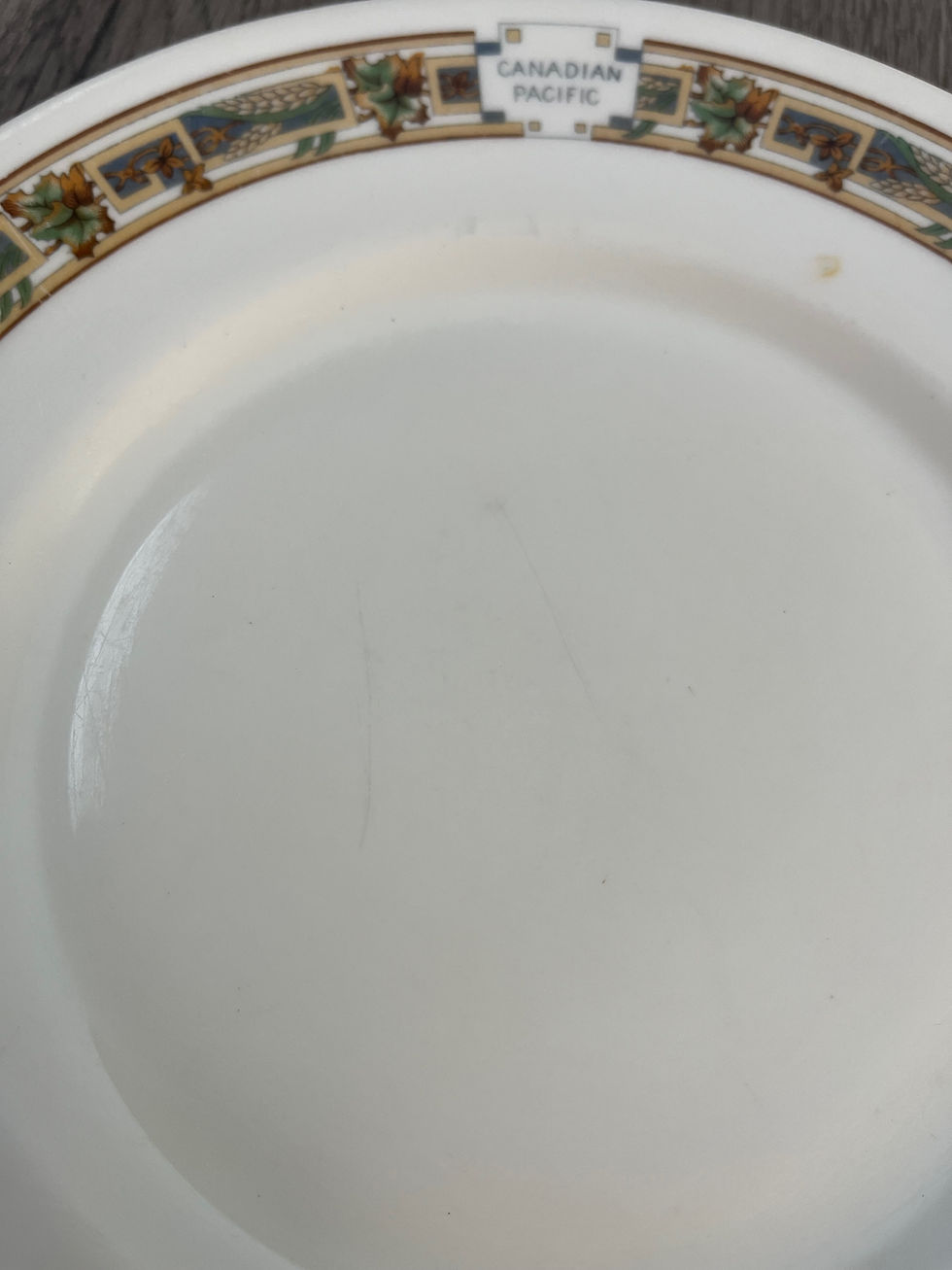 Thumbnail: Vintage Minton China Canadian Pacific Railway Dining Car Plate Brown Maple Leaf