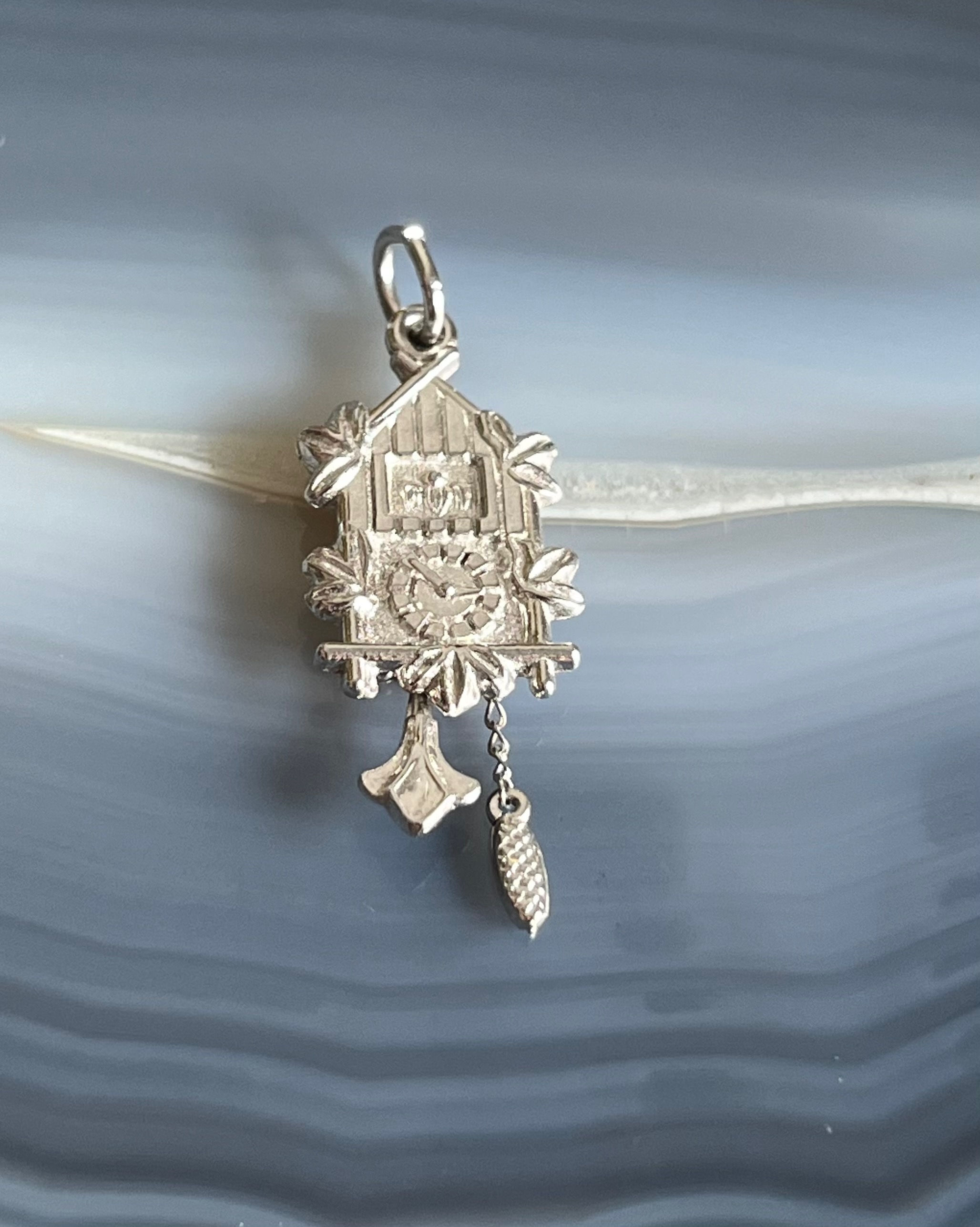 Vintage Sterling Silver Moving Parts Cuckoo Clock Charm or Pendant