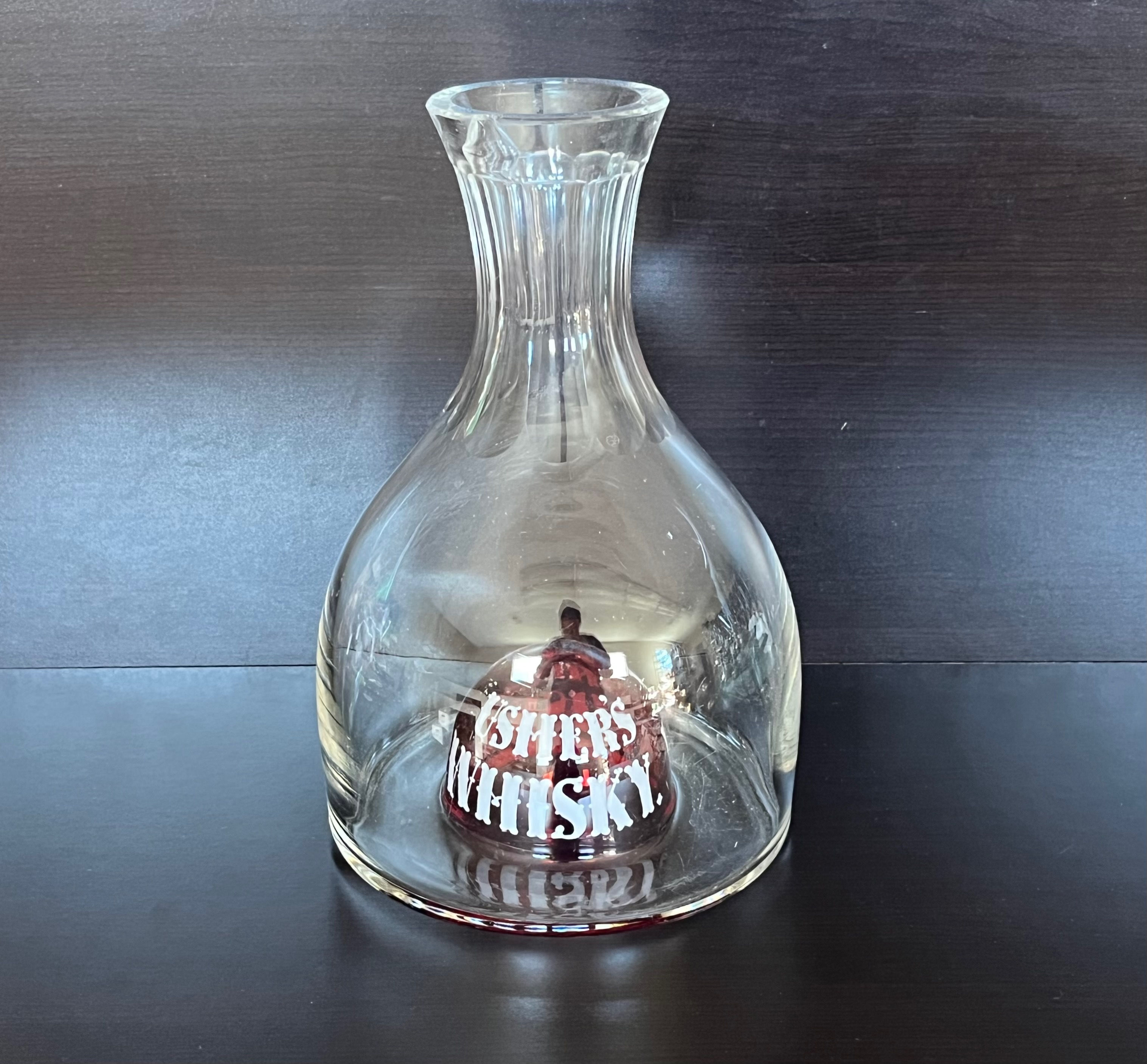 Antique Barware Usher's Whisky Advertising Water Decanter