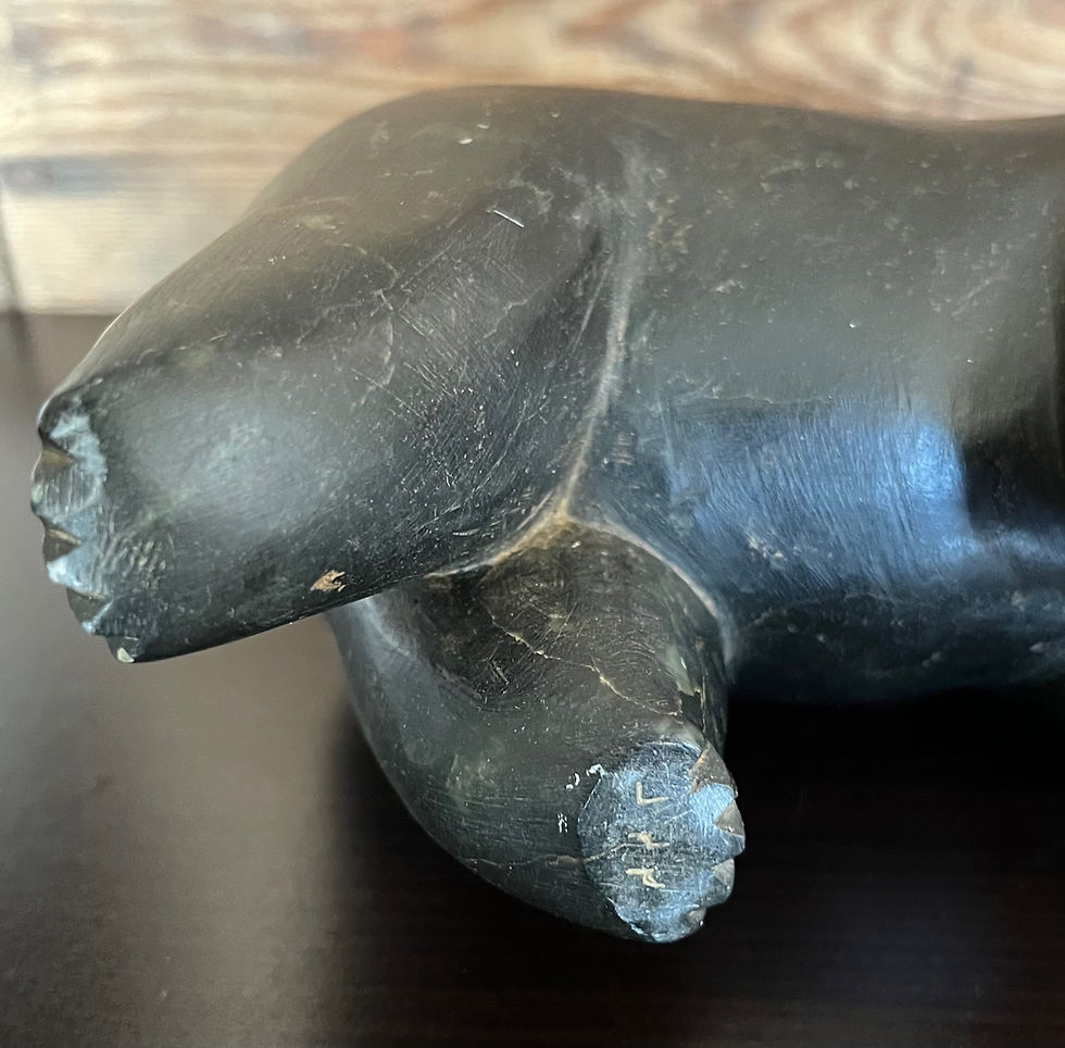 Thumbnail: Vintage Canadian Inuit Eskimo Soapstone Carving  Polar Bear E9-1585 Moses Echalo