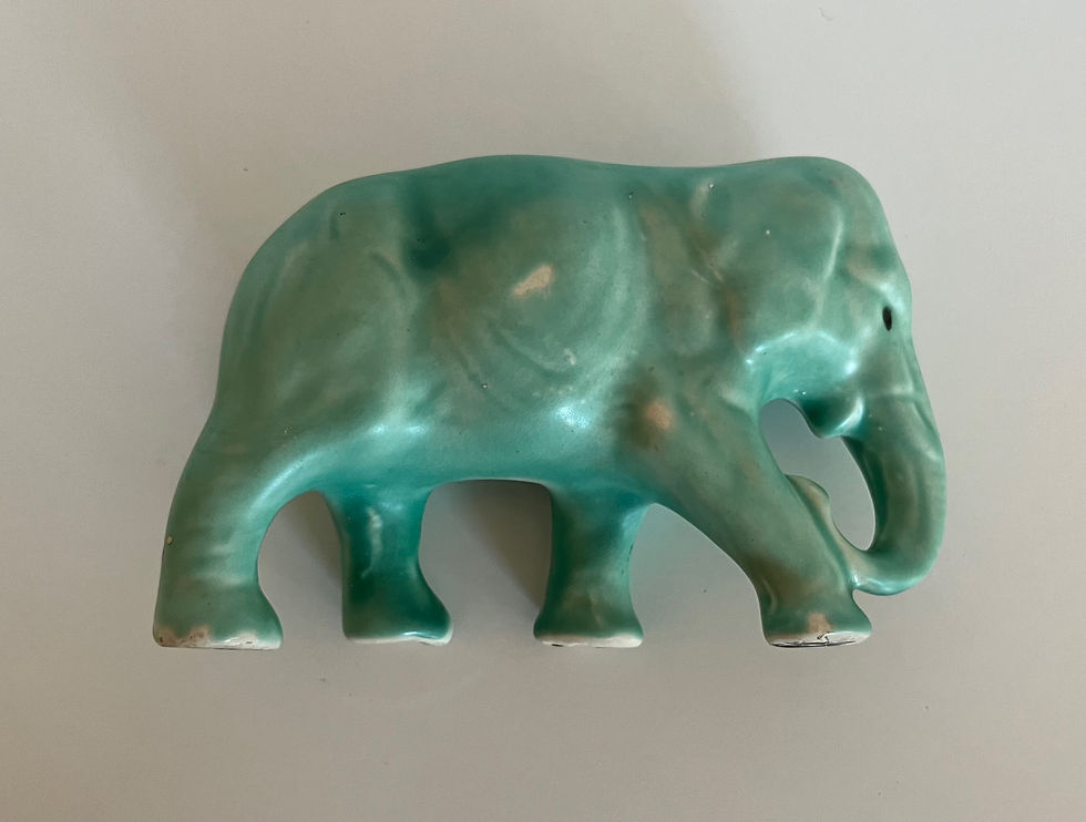 Thumbnail: Vintage 1950s Matte Green Price Brothers Ceramic Elephant Figurine