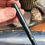 Thumbnail: Vintage or Antique Salz Brothers Blue Tiny Peter Pan Ring Top Fountain Pen
