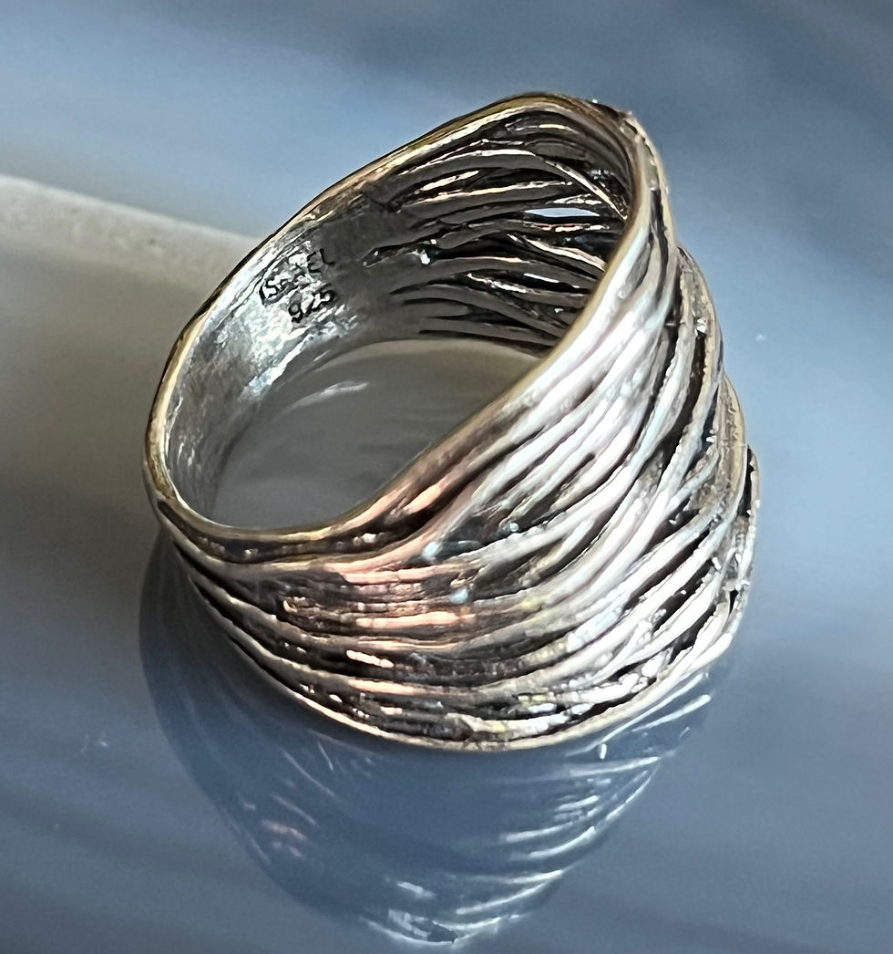 Thumbnail: Vintage Israel Sterling Silver Brutalist Ladies Ring