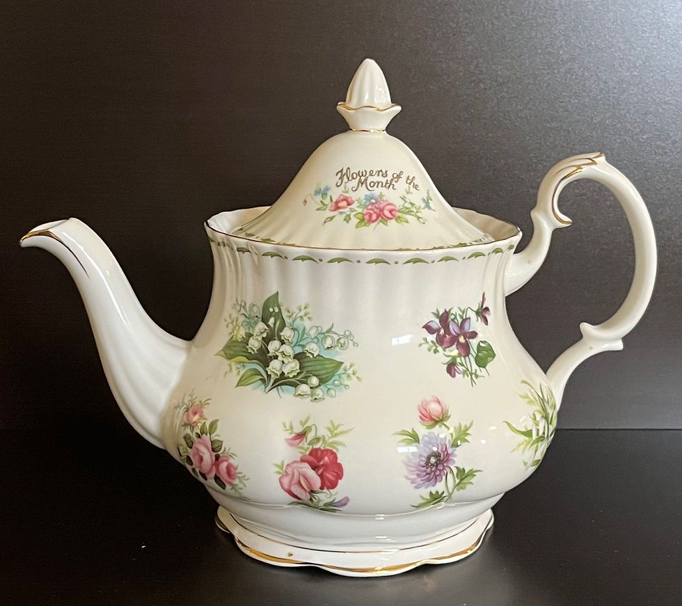 Thumbnail: HTF Royal Albert Bone China Flower of the Month Teapot Tea Pot