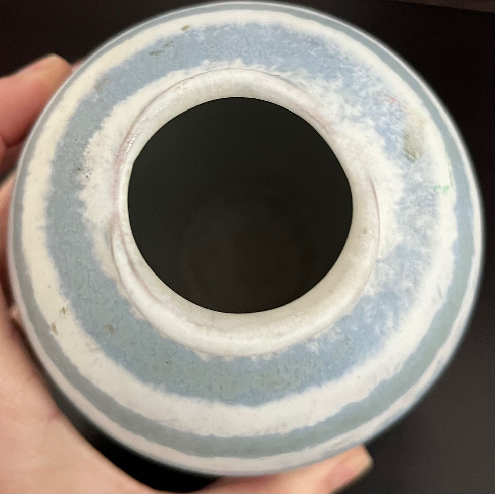Thumbnail: Vintage 1950s German Pottery Carstens Tonnieshof Turquoise & White Striped Vase