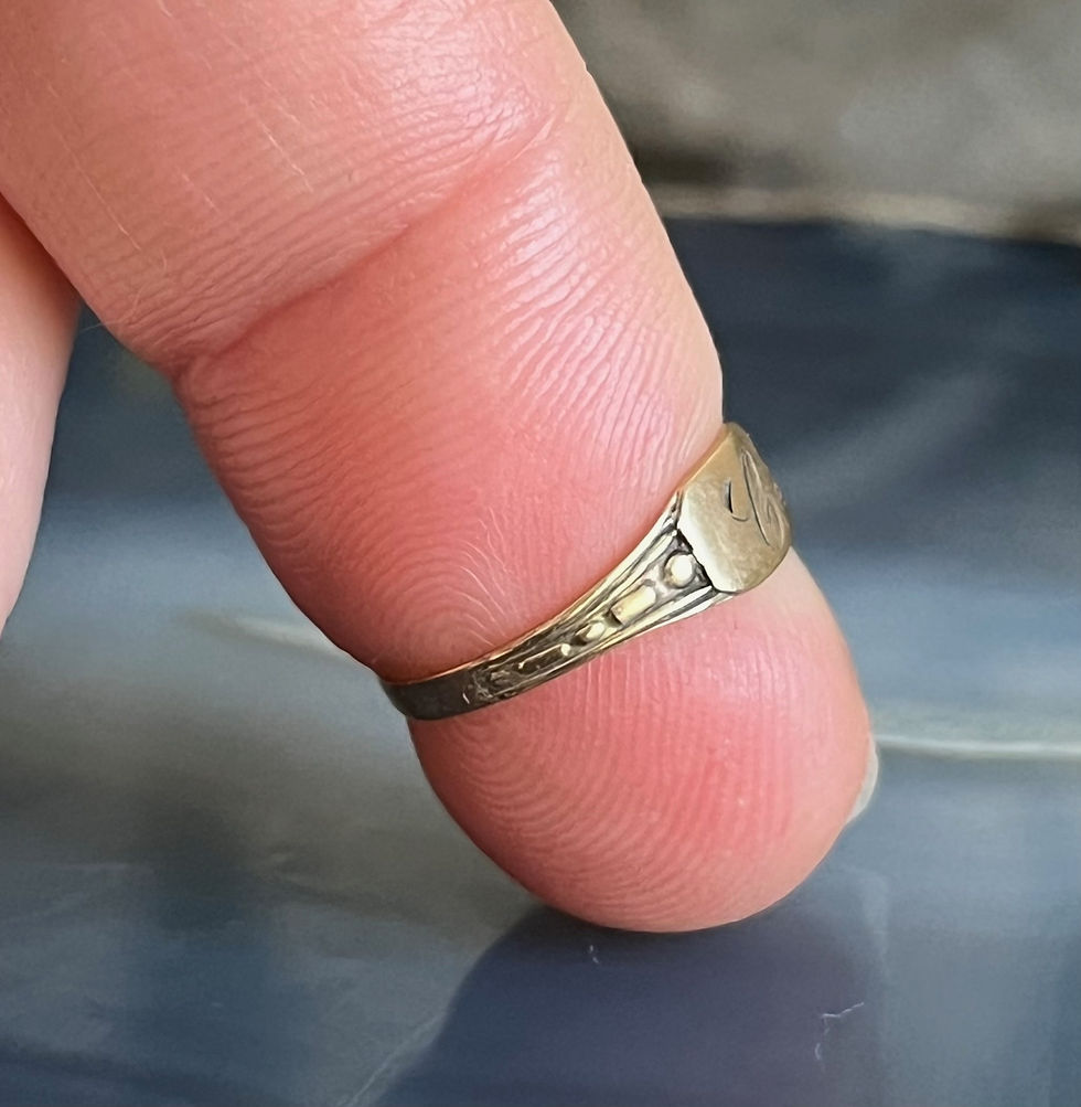Thumbnail: Tiny Vintage Antique Art Deco 10K Gold Initial C Child's or Baby Signet Ring