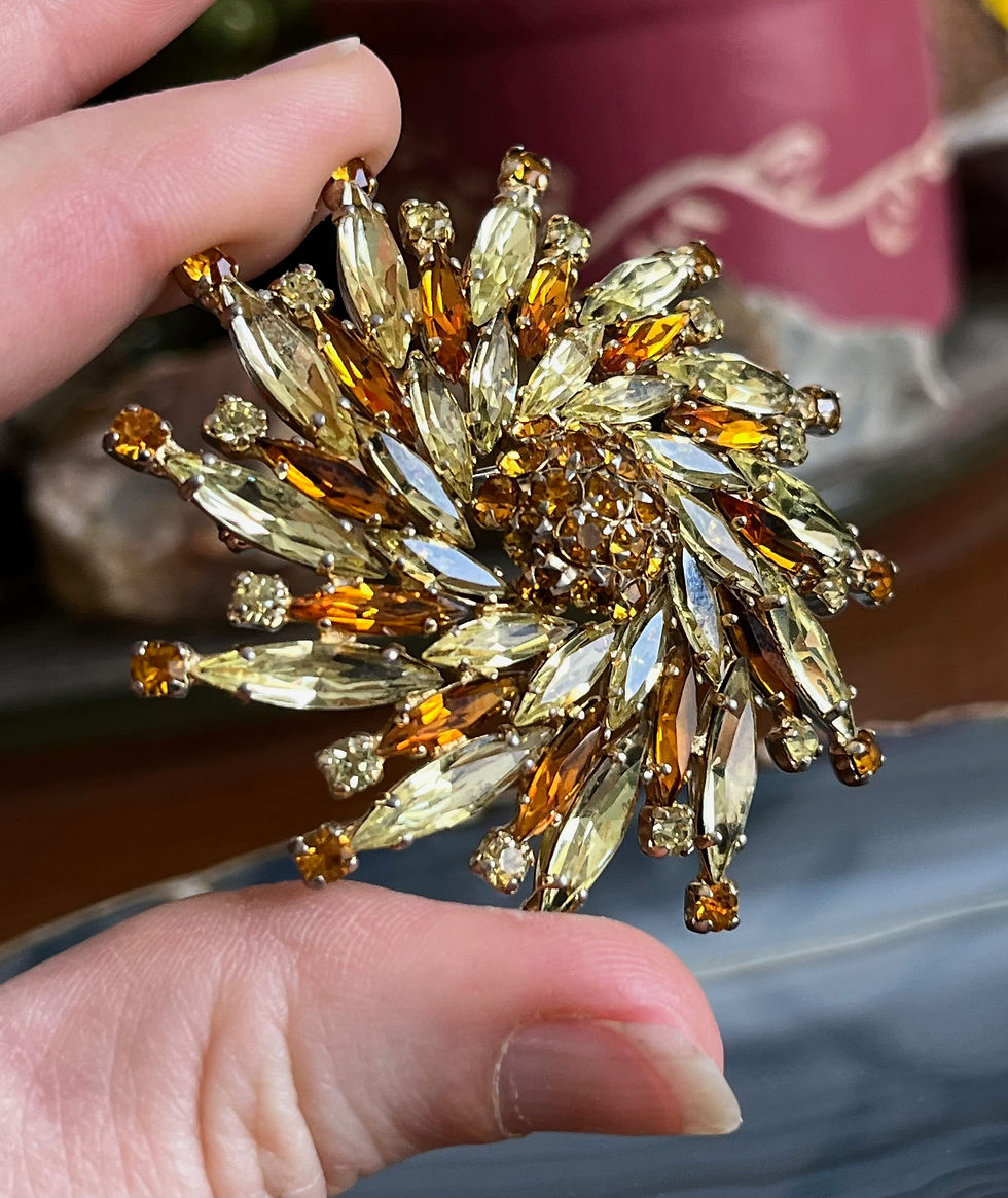 Thumbnail: Vintage Sherman Lemon & Canary Yellow Rhinestone Brooch