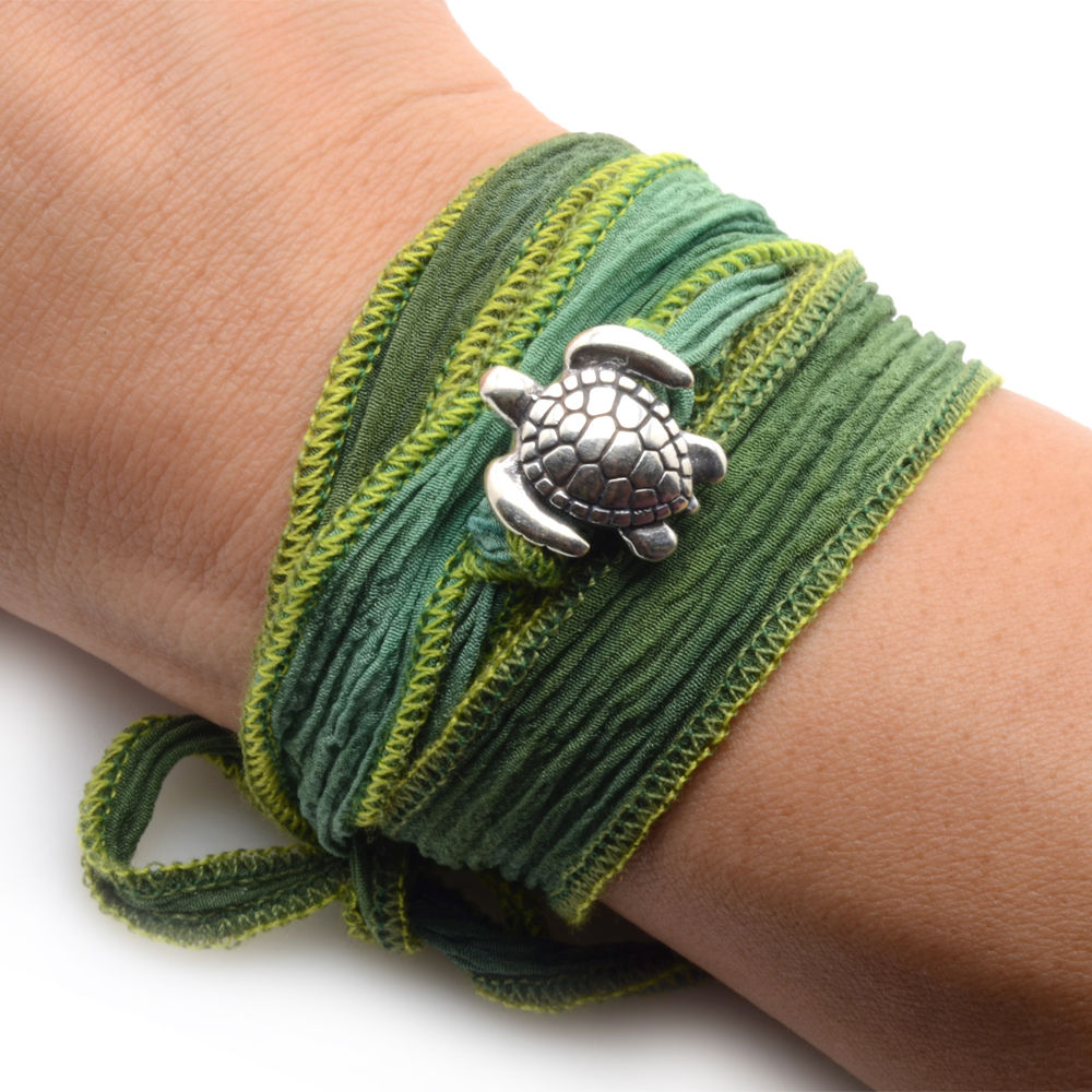 Dark Honu on a Green Kelp Silk Wrap