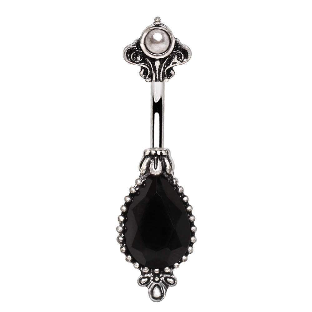 316L Stainless Steel Black Victorian Navel Ring