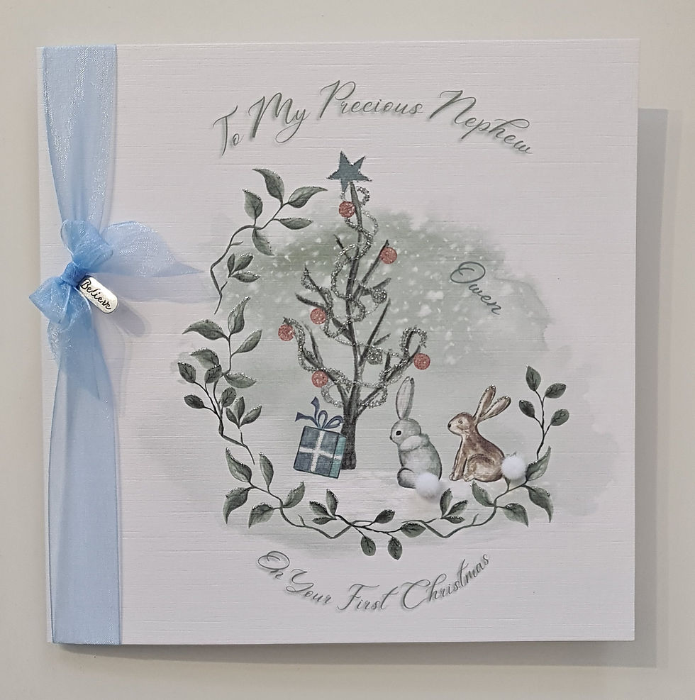 Thumbnail: Personalised Nephew or Niece 1st Christmas Card, Grandson, Son, Godson, Boy Girl
