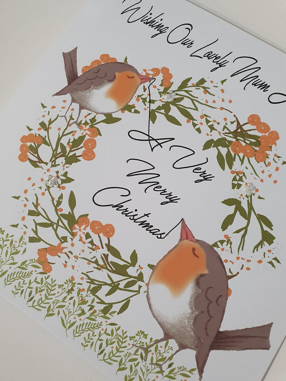 Thumbnail: Personalised Christmas Cards Robins Mum Dad Gran Grandad Special Friends Or