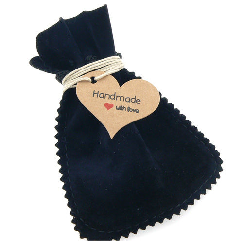 Thumbnail: Handmade With Love Gift Tag Label - Heart - White or Brown