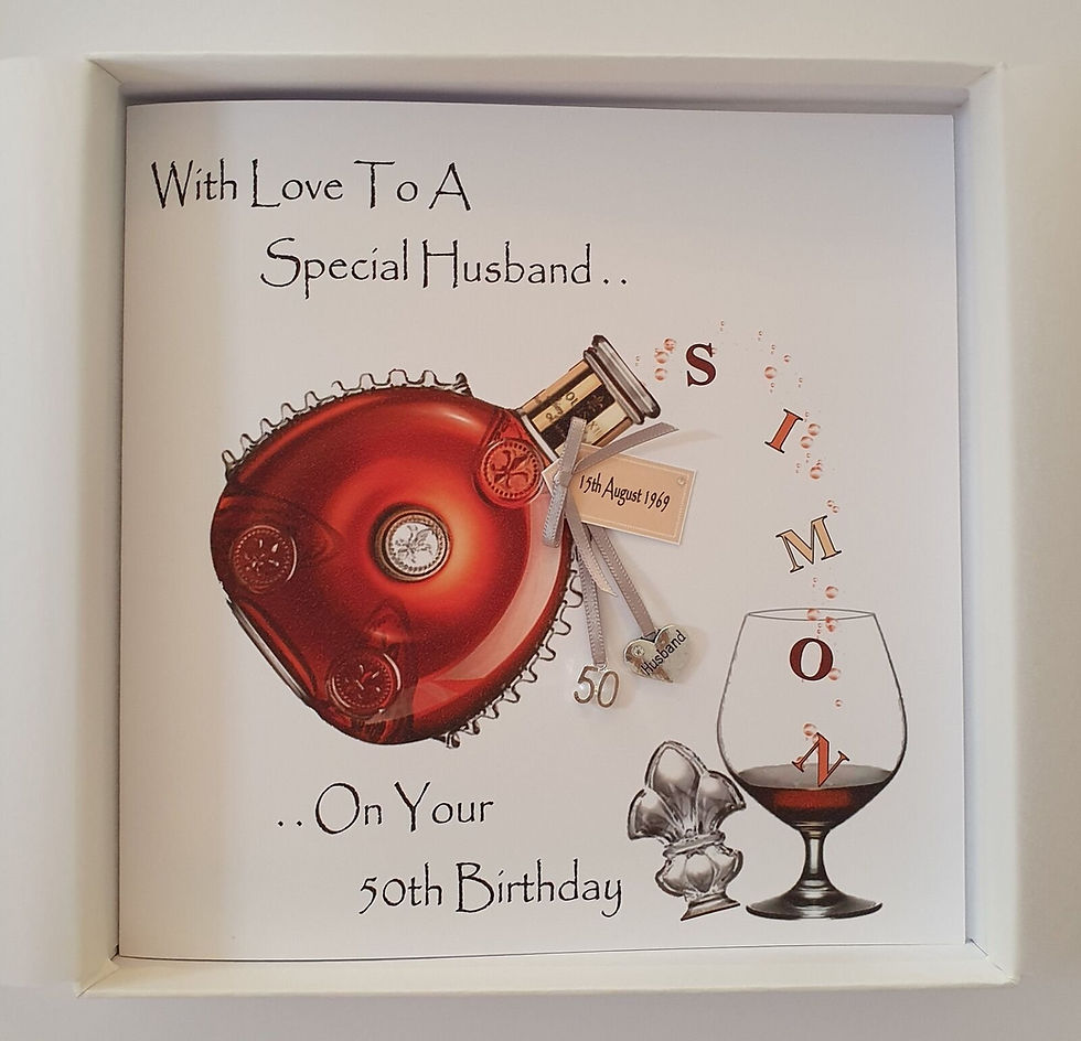 Personalised 50th Cognac Brandy Birthday Card Husband Any Relation, Occasion Or