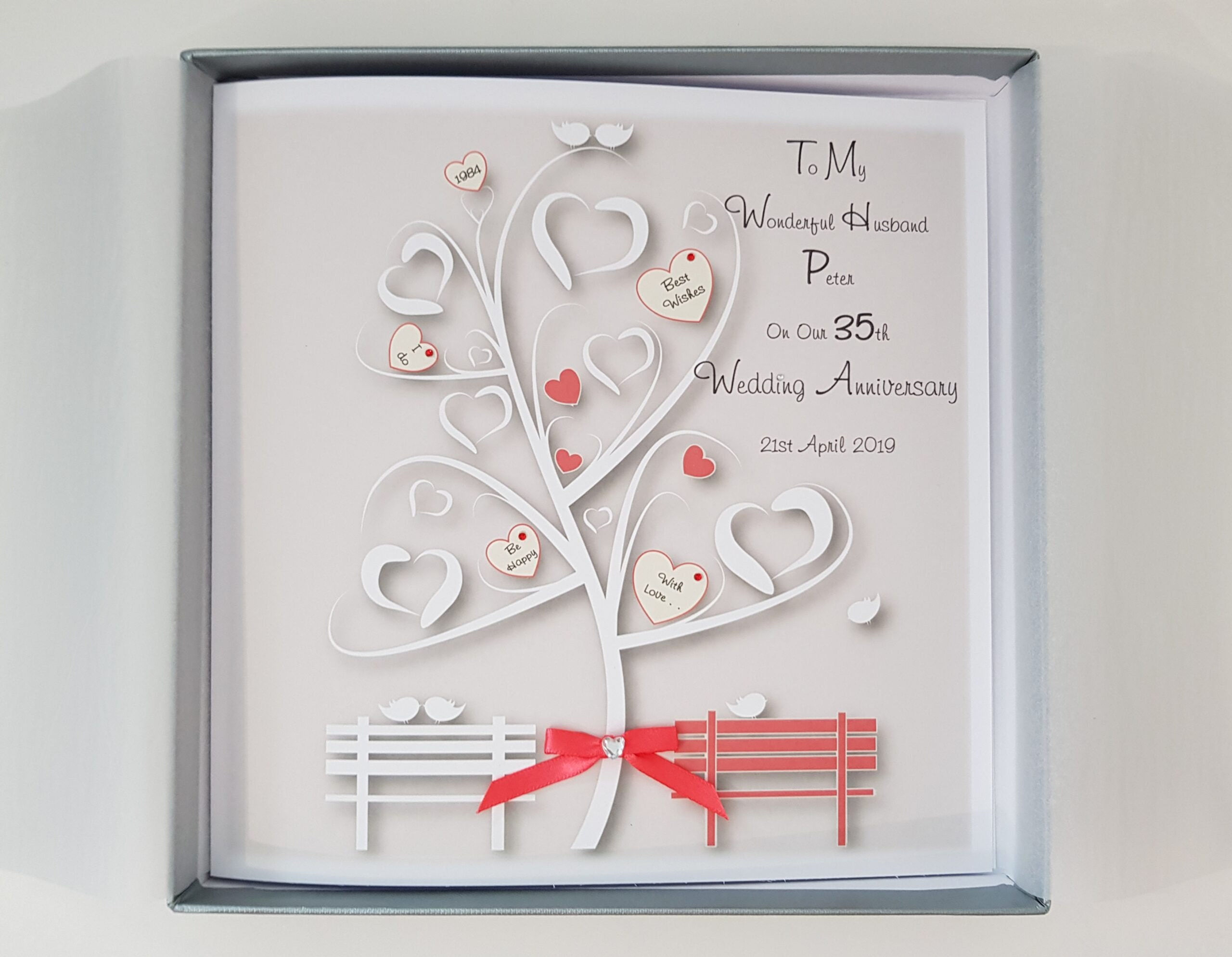 Personalised 35th Coral Wedding Anniversary Card Husband Or Wife Any Year Or