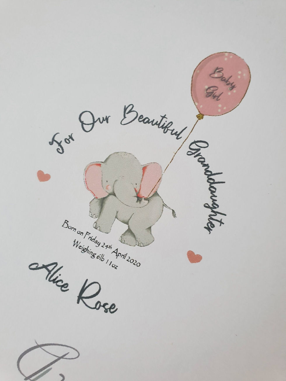 Thumbnail: LGBT 2 Mummies or 2 Daddies Personalised Thank You New Baby Granddaughter Or
