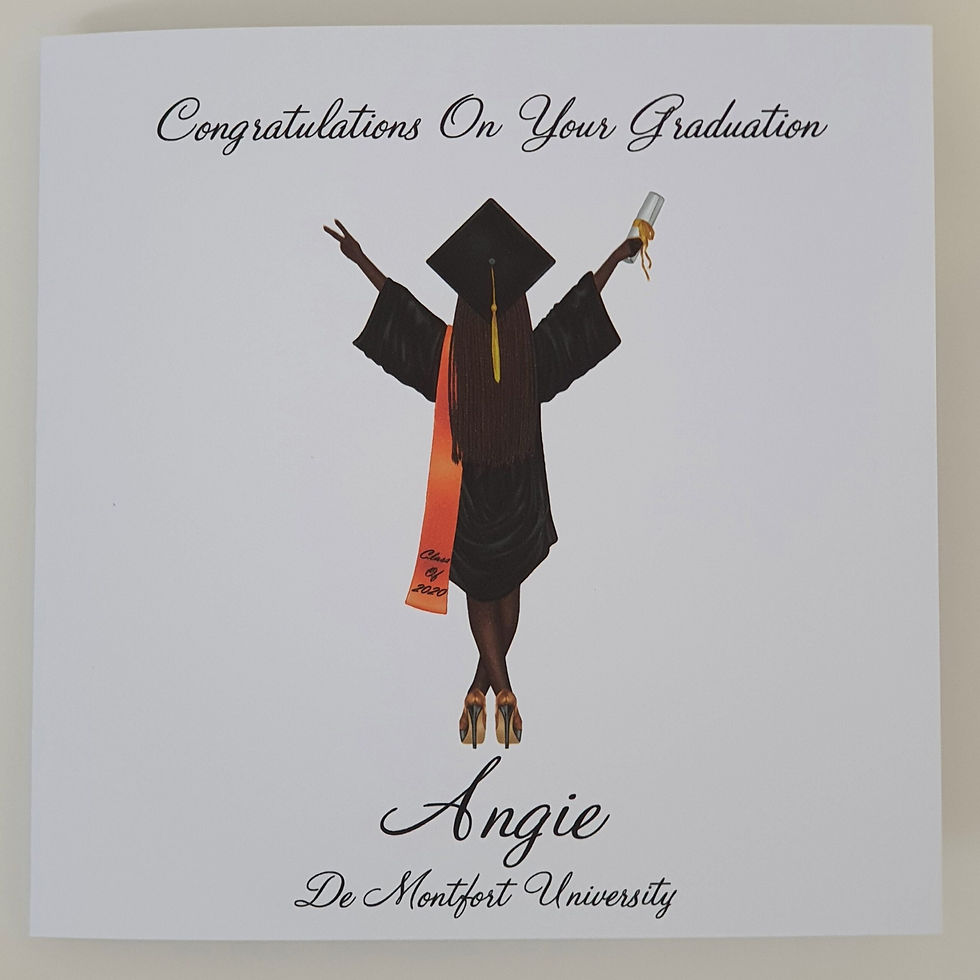 Thumbnail: Personalised Graduation Card Any Skin Tone Any Colour Cap & Gown Any Hair Style